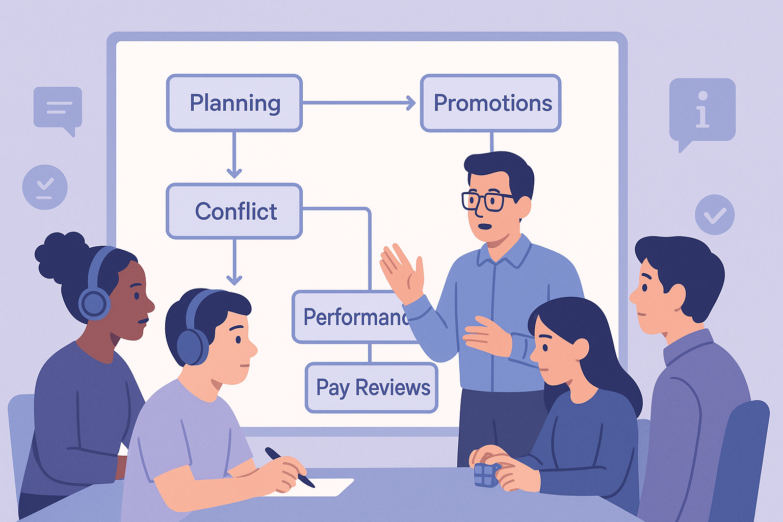 Diagram of interconnected playbooks for people processes on an engineering team